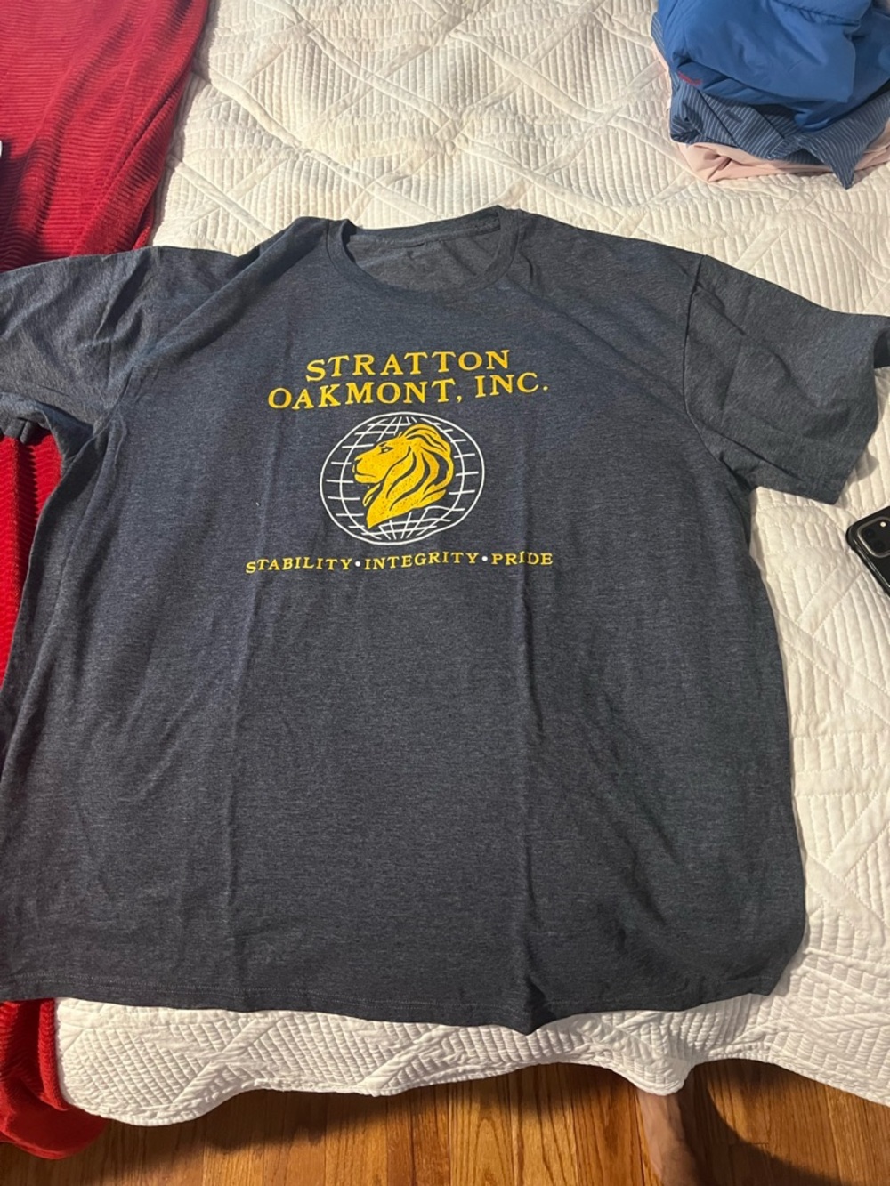 Stratton Oakmont, Inc. Graphic Tee - Charcoal with Yellow Logo